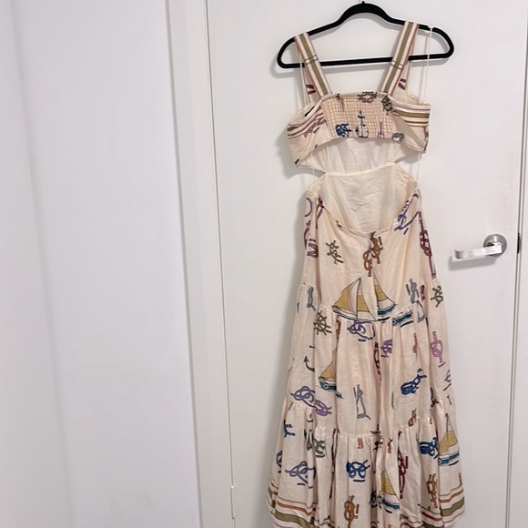 Alemais Ships Ahoy Tiered Midi Dress with cutouts. - Picture 7 of 9